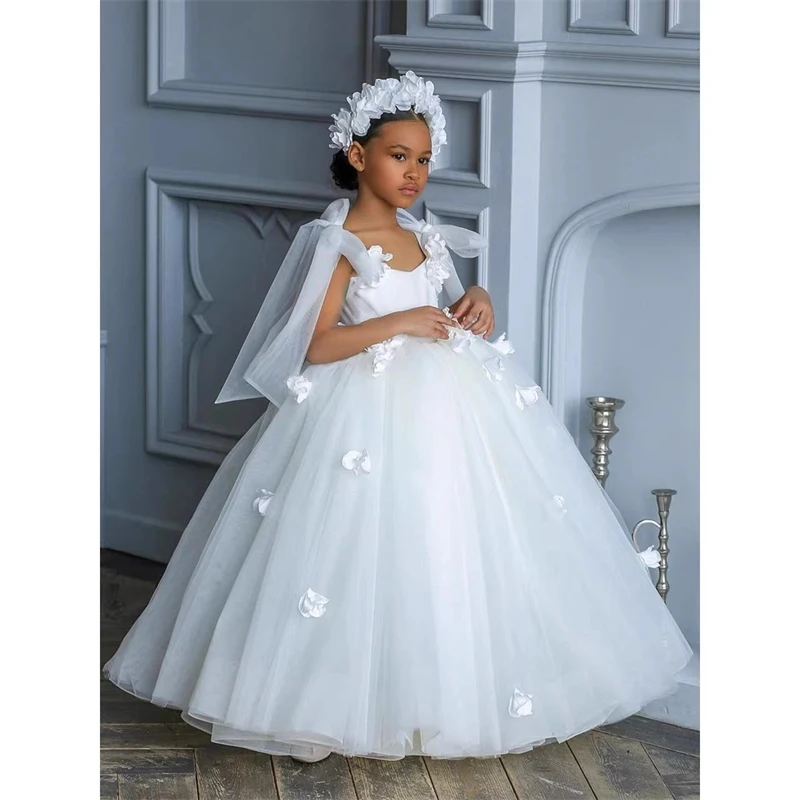 Princess Dress White Dress For Kids Graduation INS Popular Flower