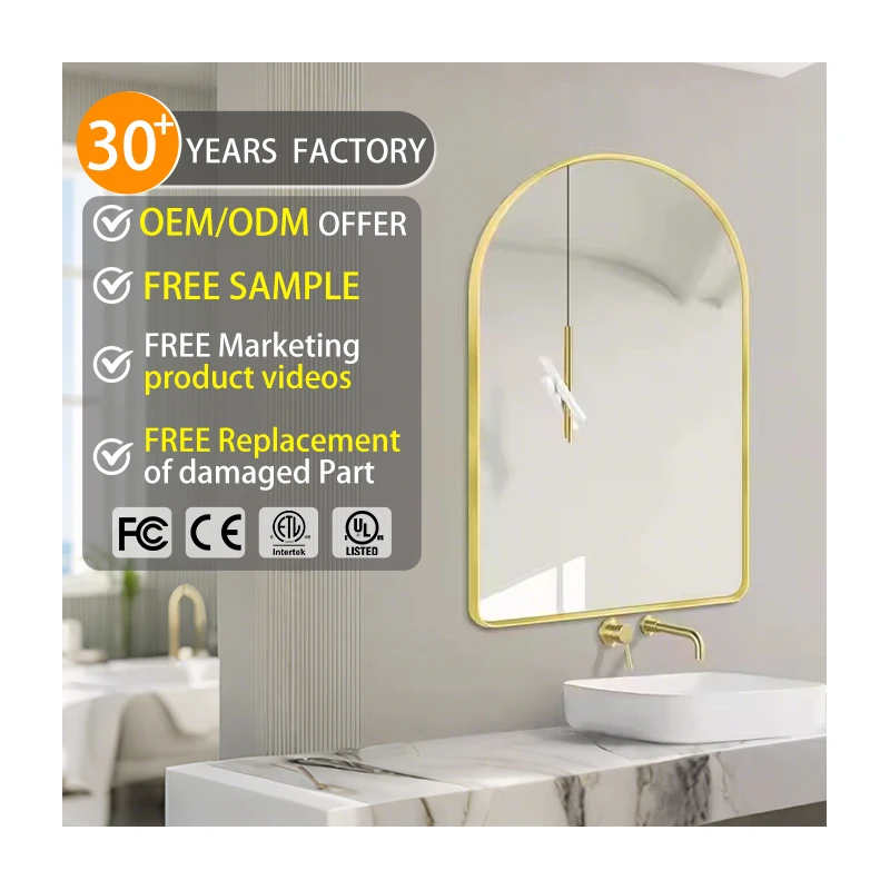 New Design Modern Arched Shape Wall Hanging Decor Mirror Framed Silver Black Gold Arch Wall Mirrors