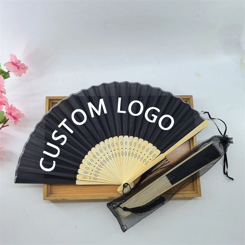 Wholesale Custom Printed Logo Folding Personalized Bamboo Hand Held Fan Handicraft Products Printed Fans