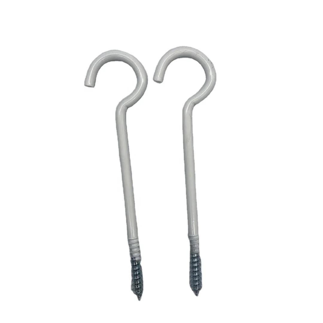 Hooks Question Mark Hook Metal Screw  White Painted Cup Hook
