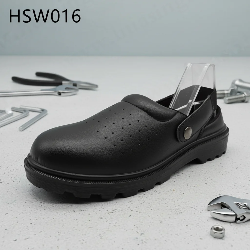 ZYF,Ventilation Holes Design Black/white Safety Clogs with Adjustable Straps Medical Center Steel Toe Insert Work SlippersHSW016