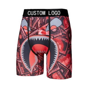 Custom 3D Printing Mens Microfiber Underwear Sports Long Boxer for Men OEM