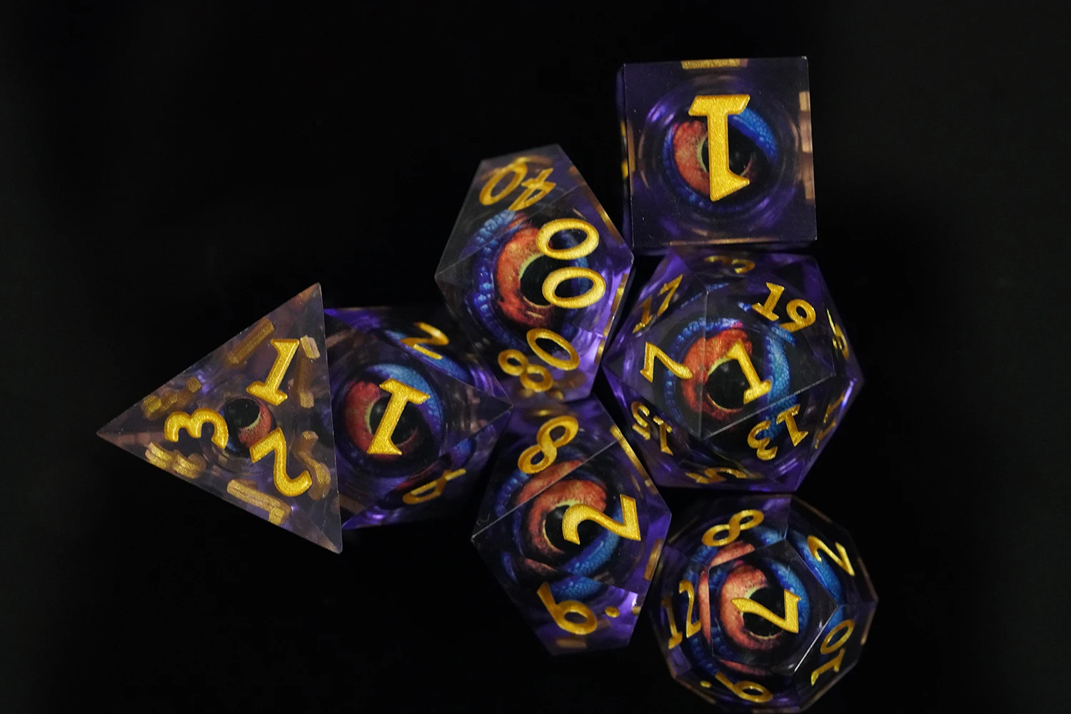 Yushun 7pcs/set Resin Polyhedral Liquid Core Dice TRPG Board Game D4-D20 factory