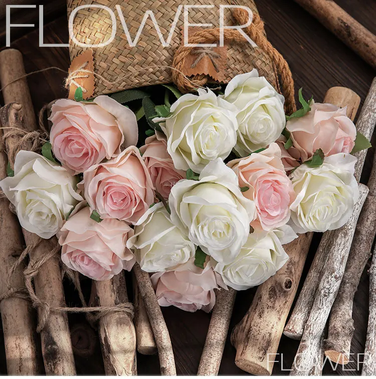 Royal Blue Artificial Flowers Real Touch Tea Rose Silk Flora For Home