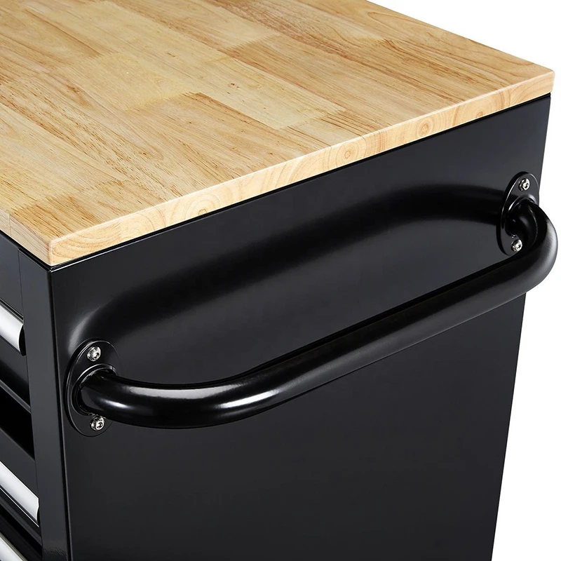 Wholesale 42 Inch 7 Drawers Tool Trolley Tool Box  with Rubber Wood Top factory