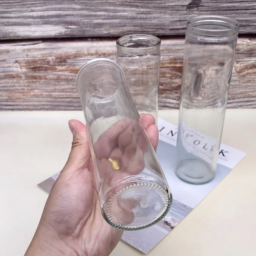 High Quality Customized Color Durable Attachable clear Glass  Candle Holder Empty Candlesticks for Home Decor Religion