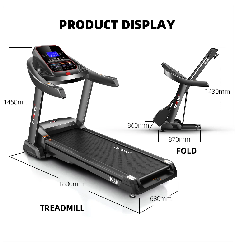 Body exercise equipment treadmill machine CP-A8 LED screen 4HP AC motor