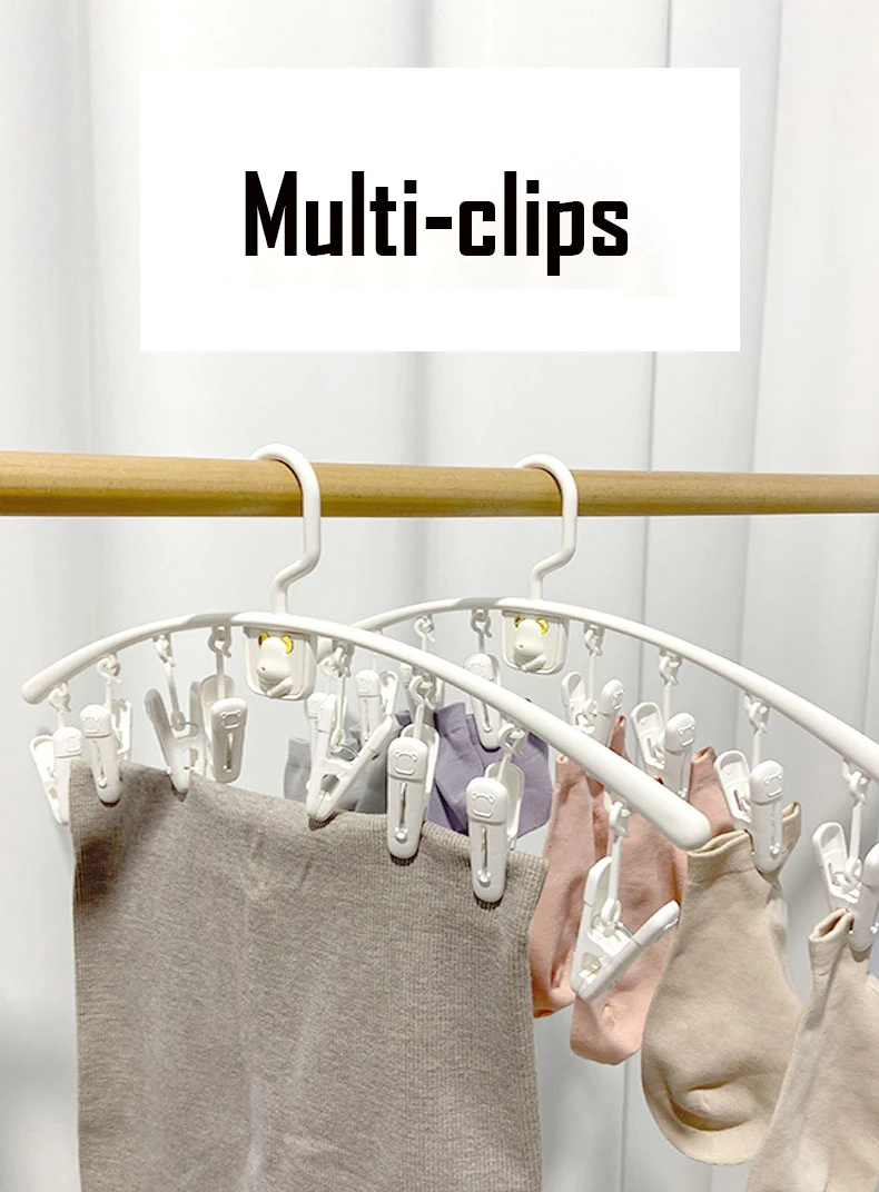 SOLELY Factory's Hot Sale Bearblink Drying Rack with 8 Clips hanger Wardrobe Balcony Bathroom Living room