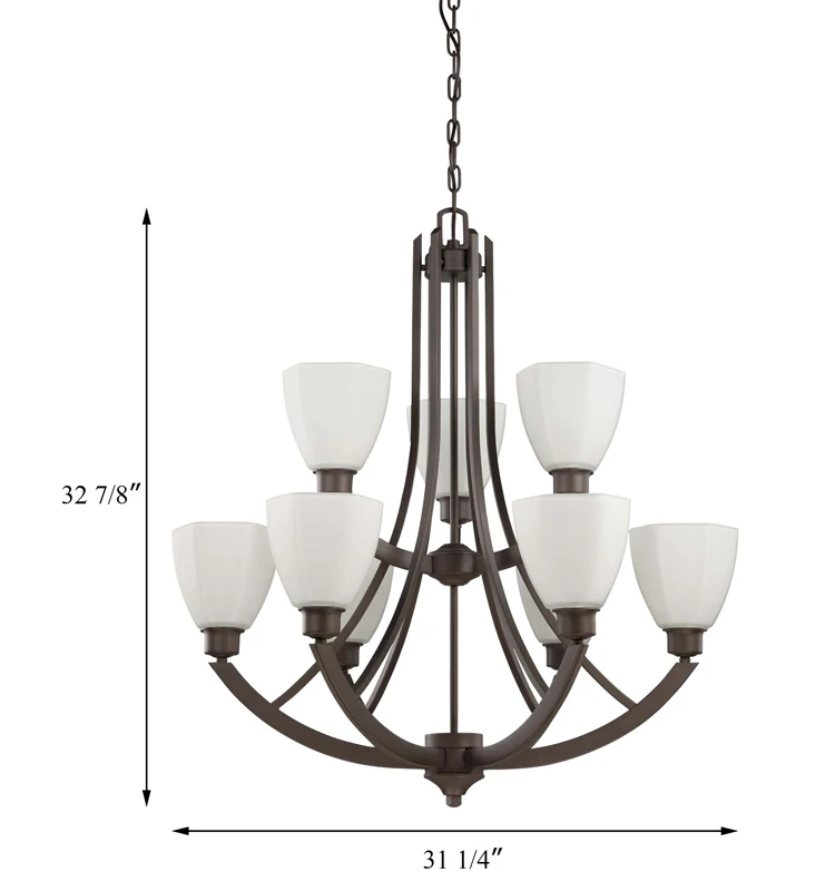 Traditional 9 Light Chandelier Lighting 2 Tier Metal Pendant Ceiling ...