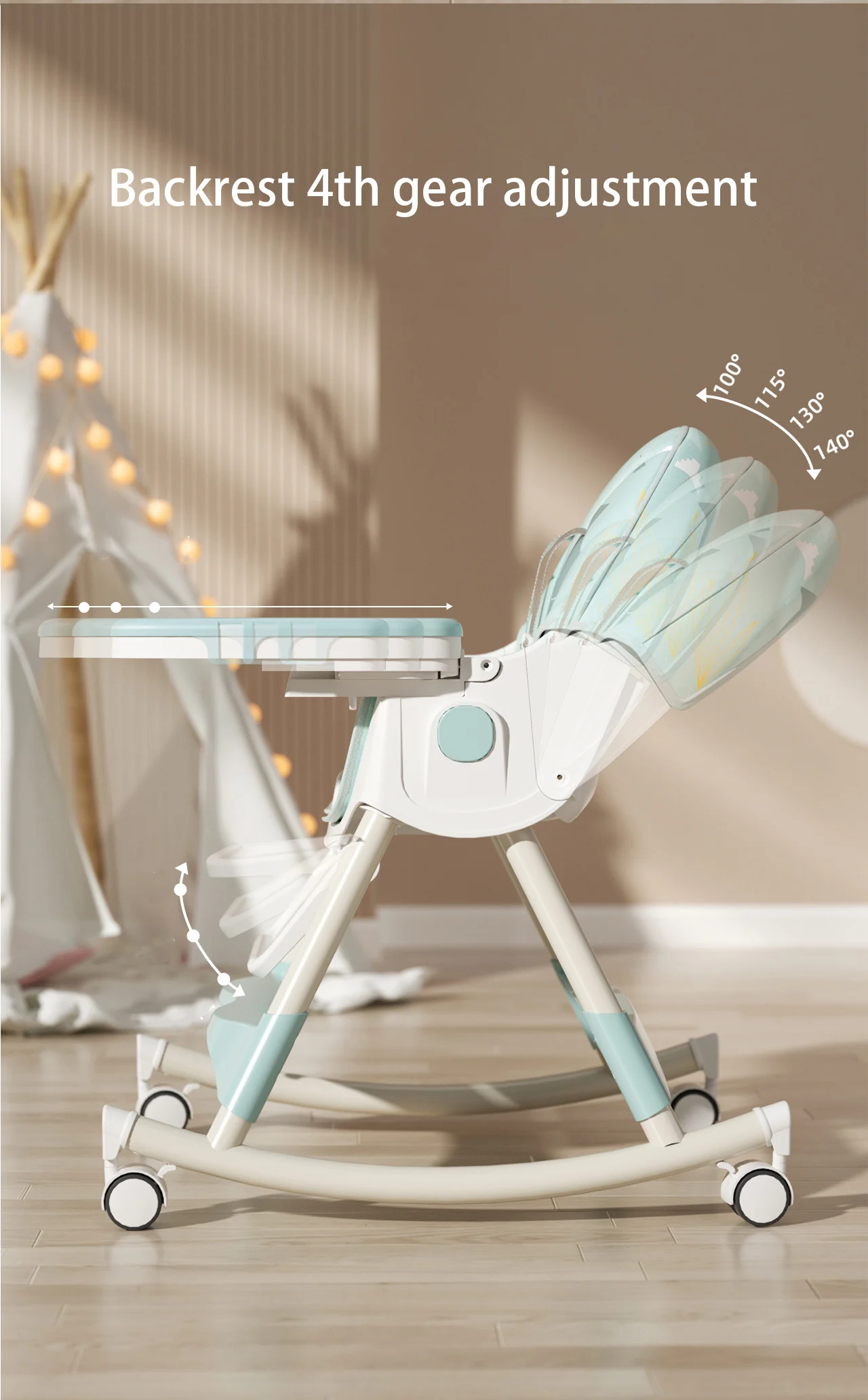 Rocker Swing Baby High Chair 3 in 1 - Portable & Foldable