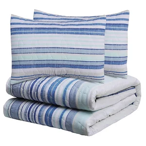 Seersucker Stripe King Size Microfiber Quilt Duvet Cover Bedspread Bedding Set