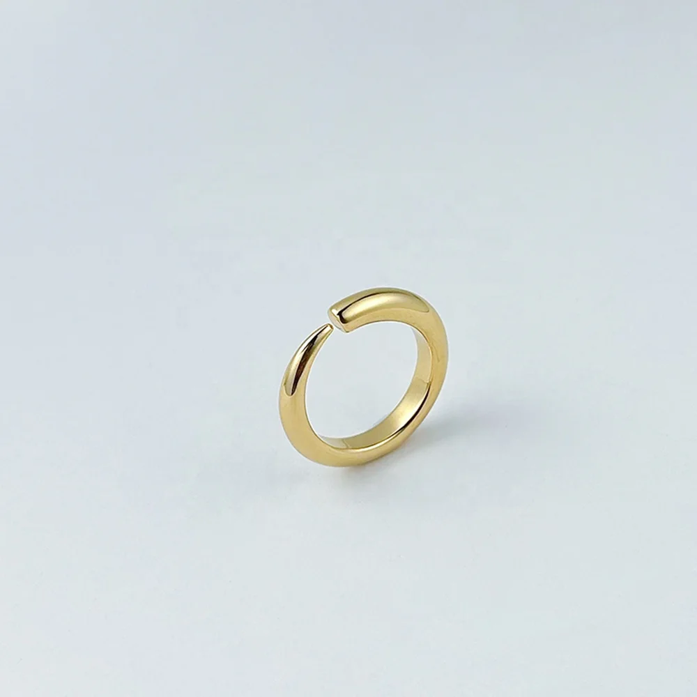 Original Design 18K Gold Plated Brass Jewelry Irregular Tapered Cylinder Hollow Tube Rings Punk Ring R224186