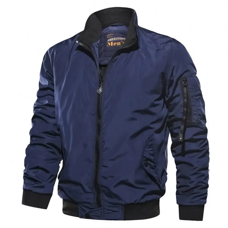 New Fashion Men Autumn Winter Lapel Stand Collar Solid Zipper Outdoor Plus Size Thicken Casual Tops Coat Flying Jacket_voghion.com