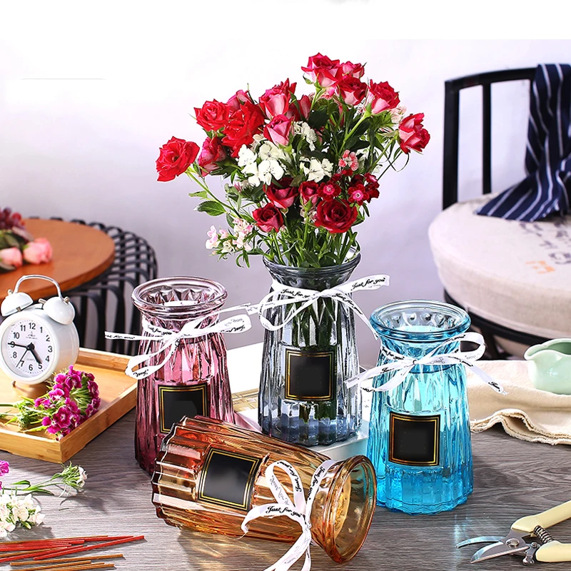 Wholesale Customized Luxury Transparent  Cylinder Modern Glass Flower Vase Contemporary Design for Wedding Party Ornaments