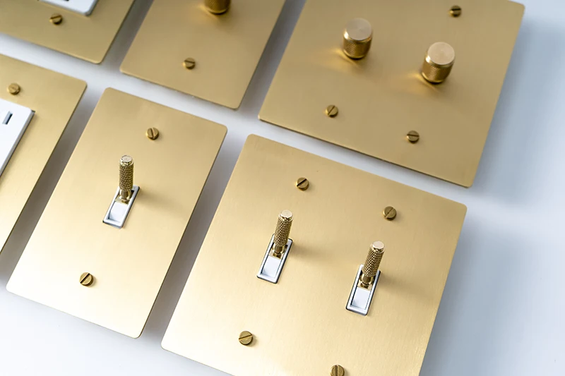 New Arrival Brass Gold Panel Us Standard 1gang Dimmer Brass Knurled