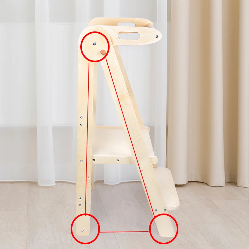 Custom Baby Chair Adjustable Folding Kitchen Helper Step Stool Wooden Montessori Kid Learning Tower For Toddler factory