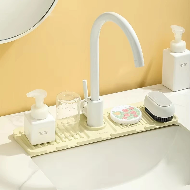 Faucet Drain Pad Splash-proof Kitchen Sink Water Retaining Cuttable Folding Narrow Side Wash Table Absorbent Mat