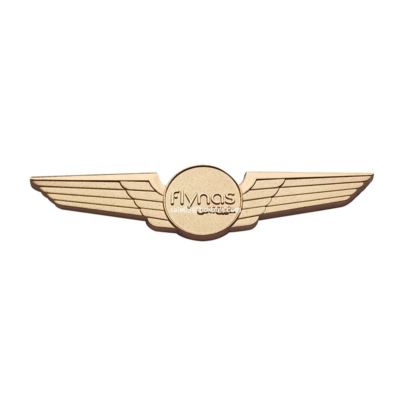 Factory Custom Golden Double wings Lapel Pin wings Badge for Souvenir Gifts
