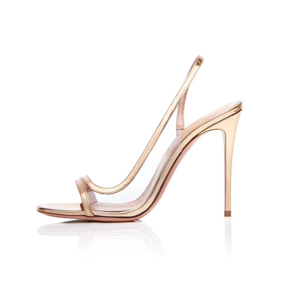 Sexy High Heel Sandal Heels Slides Open Pointed Toe Slingback Clear ...