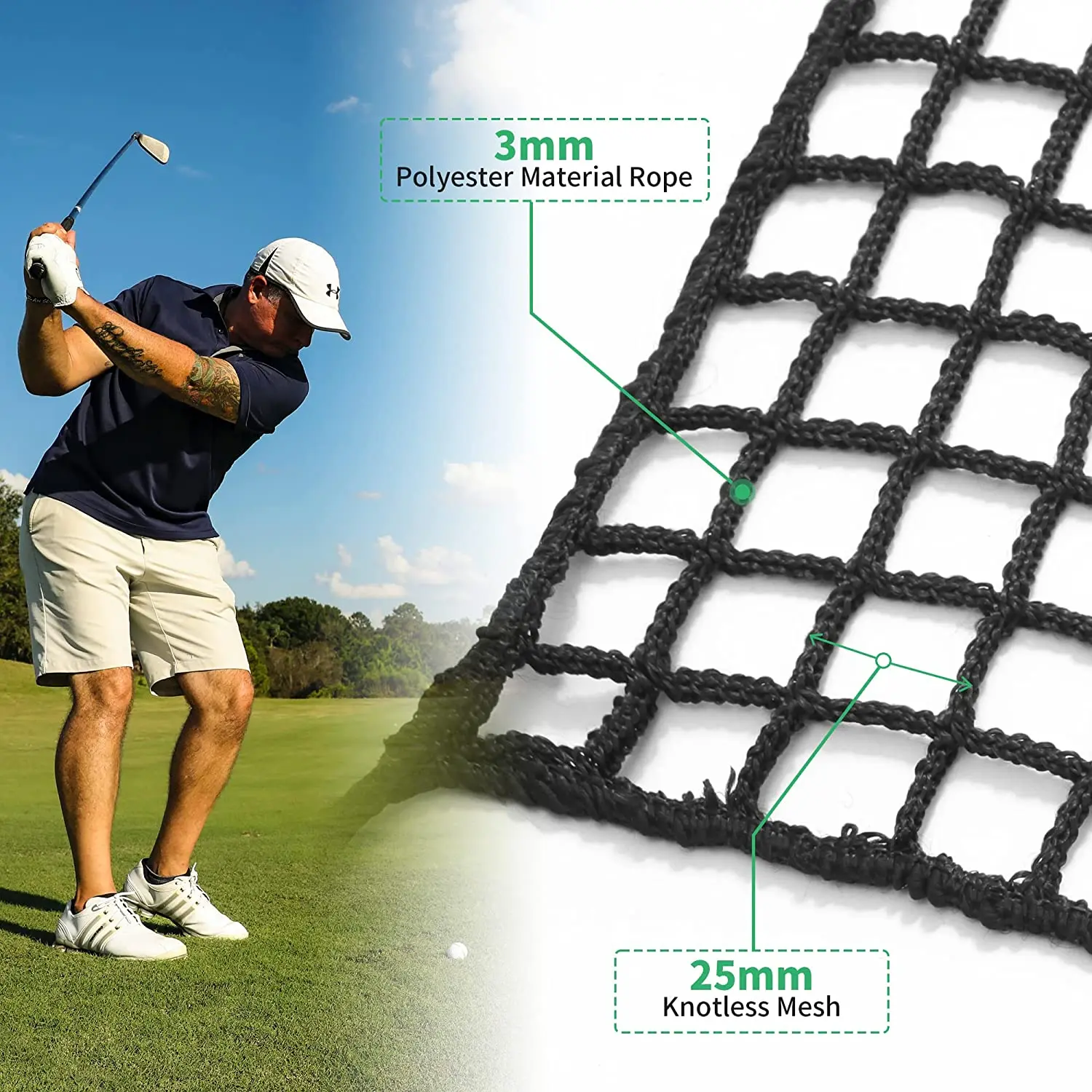 Baseball Inflatable Batting Cage Golf Net Knotted Football Golf Safety