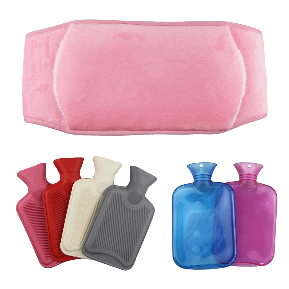 2024 new arrival hot water bottle winter warm 1l rubber pvc hot water bag with plush waist belt cover