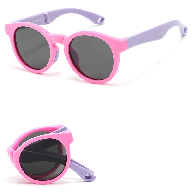2026 New Children's Foldable TPEE Round Frame Polarized UV400 Sunglasses For Boys And Girls_voghion.com