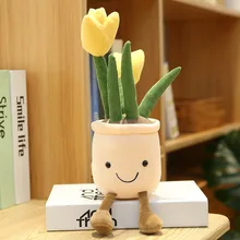 Lovely Creative Stuffed Succulent Plant Ornament Plush Doll Mini Simulation Plush Tulip Potted Plant Toys For Office Decoration