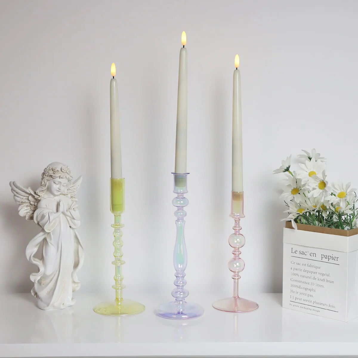 Suporte de velas de cristal para decoração de mesa de escritório, tubo de vidro, castiçais para decoração de mesa de casamento