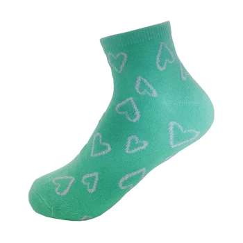 Popular Cotton Breathable Ankle Socks Lurex Silver Heart Pattern Socks for Women