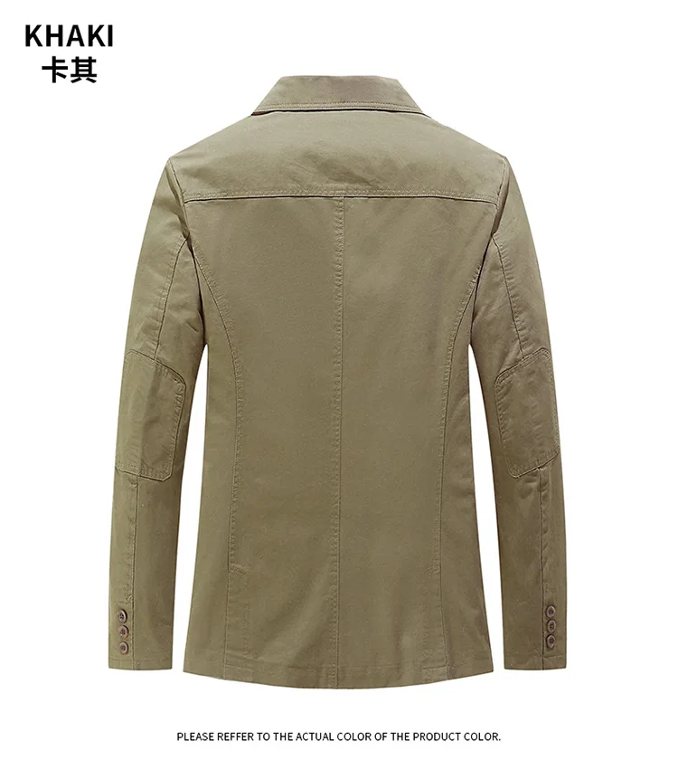 Men’s Multi-Pocket Lapel Khaki Cargo Jacket