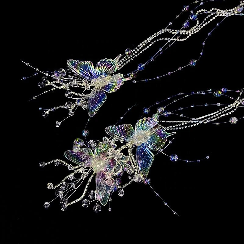 Оптовая продажа модные свадебные кисточки Cilp резинки для волос с бабочкой и кристаллами