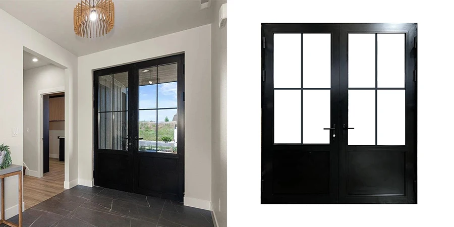 Minglei Top Quality Patio Exterior Casement Door Aluminium Pivot French Entry Door Double Glazed Aluminum Double Casement Door factory