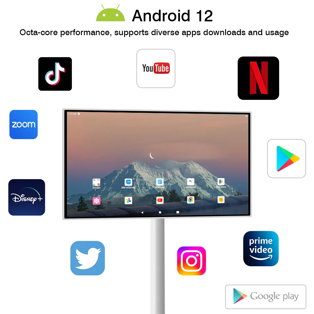 Portable Tv Stands Stand Smart Screen Tv Smart Tv Screen Touch Screen Advertising Monitor Battery Included Monitor Movable