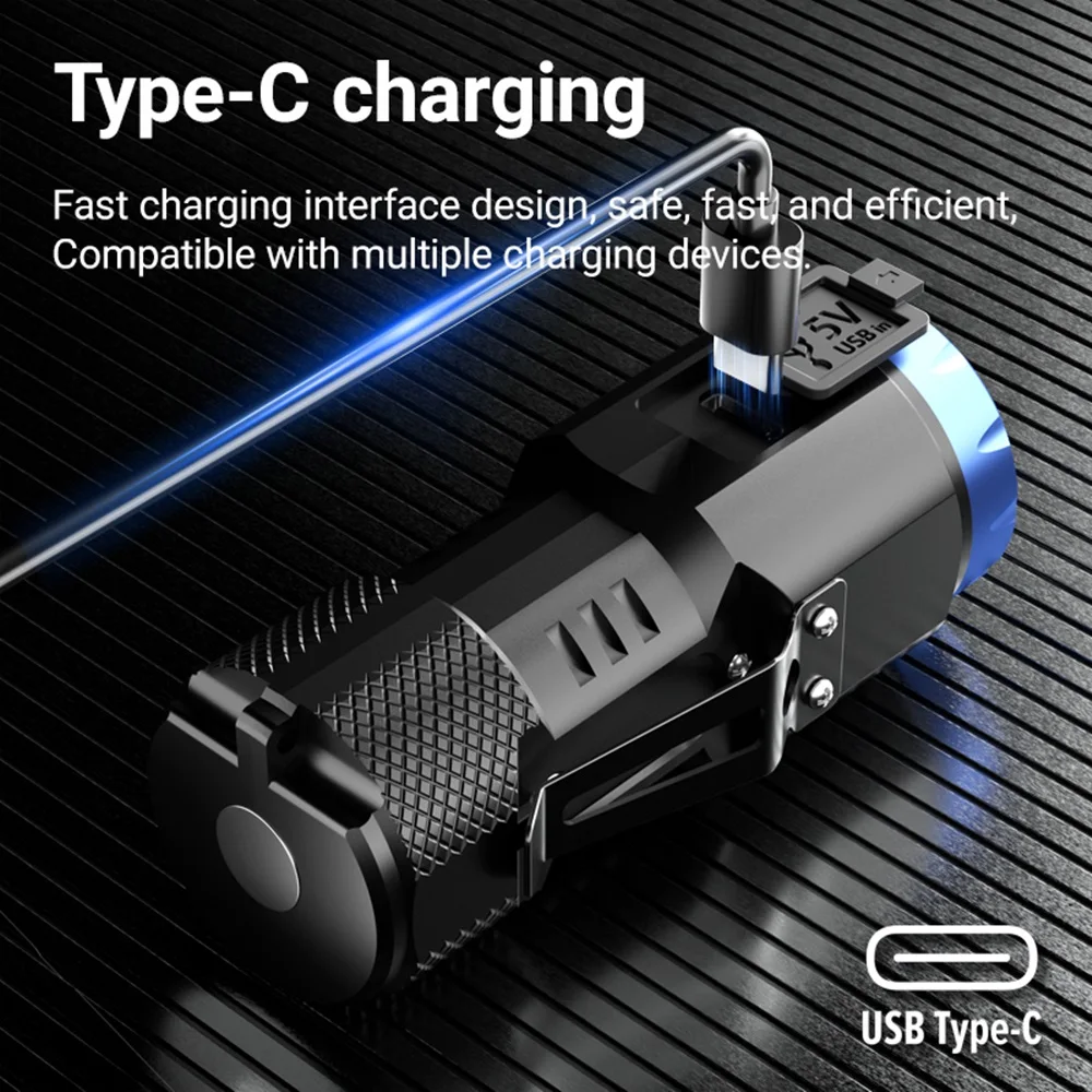 6x Led High Bright Mini Palm Small Flashlight USB Rechargeable Portable Magnet Torch Outdoor Hiking Camping Home Work Car Torch