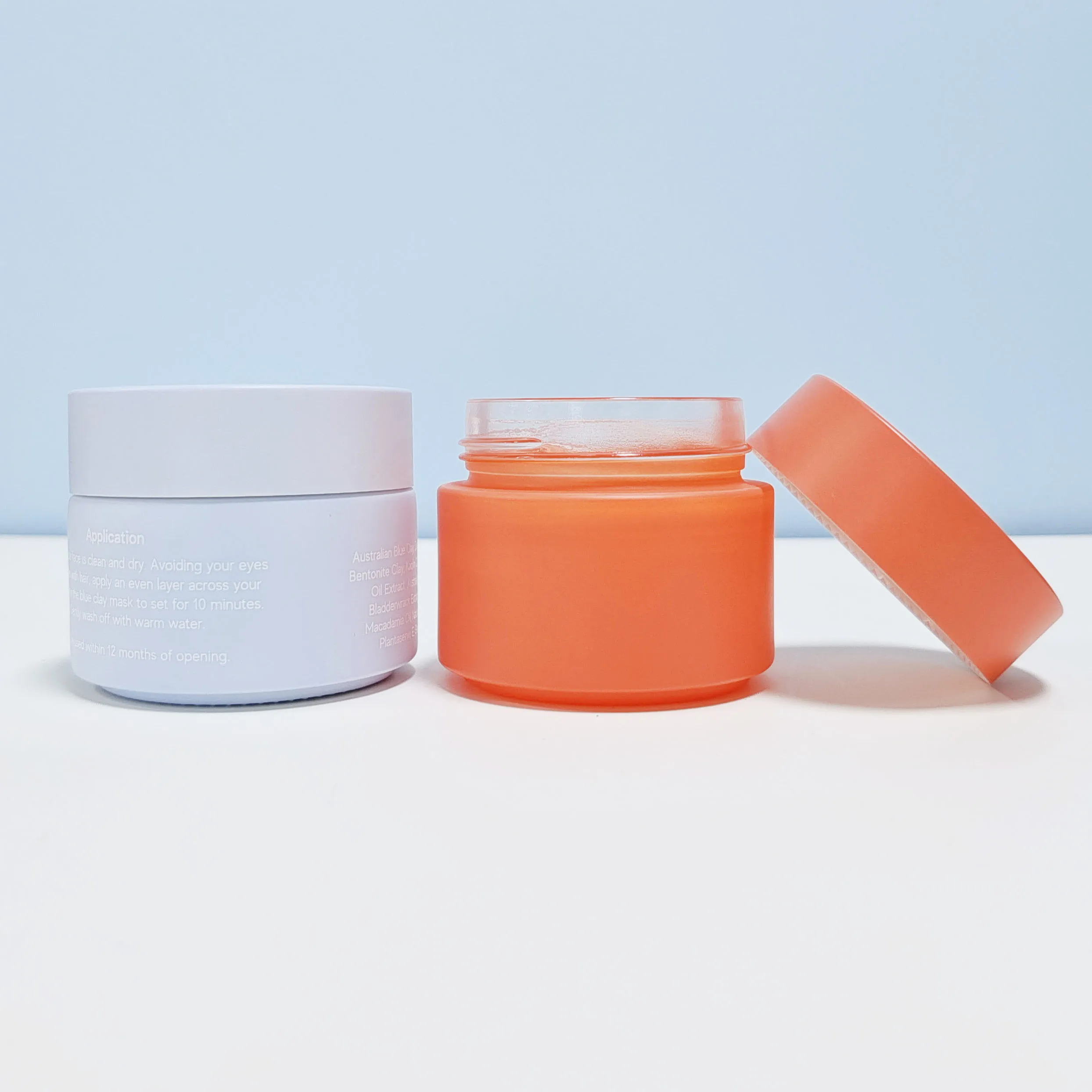 Luxury Cosmetic Balm Clay Mask 30ml 50ml 100ml 30g 50g 100g Frosted Blue Green Glass Cream Jars With Silver Metal Lid