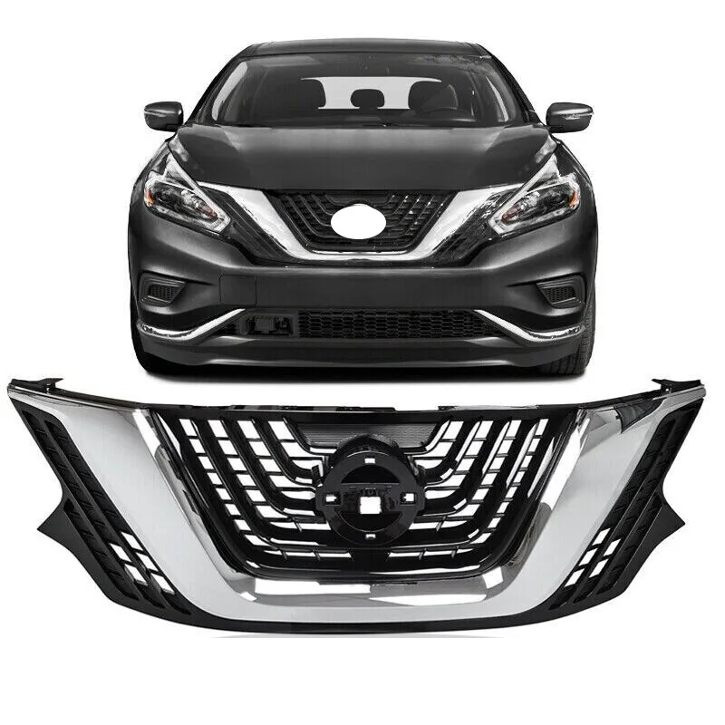 Auto Spare Parts Plastic Front Upper Black W/ Chrome Trim bumper Grille Fit for 2015-2018 Nissan Murano