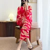 2022 new pleated print evening gown dress elegant summer dresses for women Miyake pleated maxi dress - Image 3