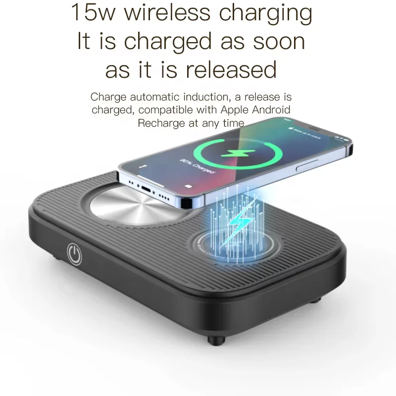 Black 3-in-1 Cup Heating Cooling Pad Smart Coffee Warmer/Chiller with 15W Wireless Phone Charger for Home Work 4