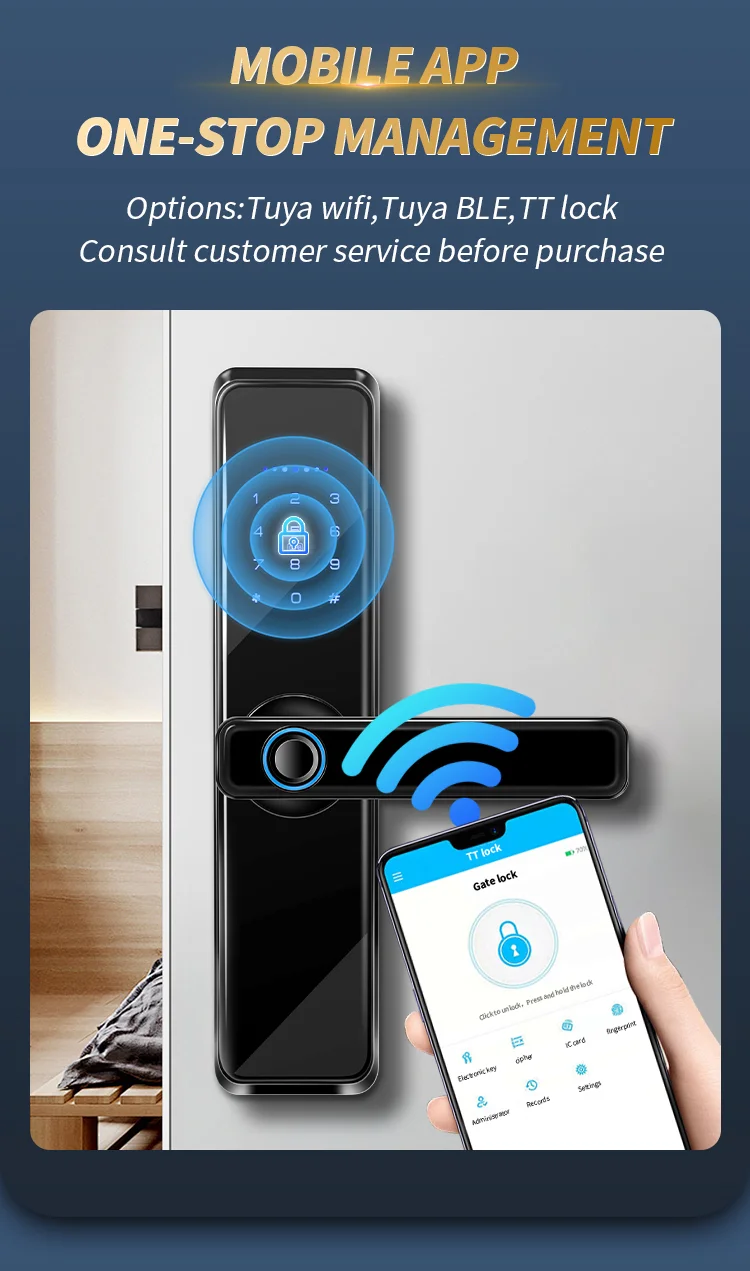 Alibaba.com: TTLock BLE Fingerprint Keyless Smart Door Handle Lock with ...