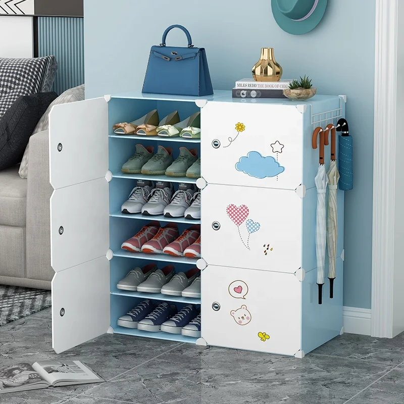 Smart Cheap Plastic Shoe Rack Blue Color Shoe Boxes