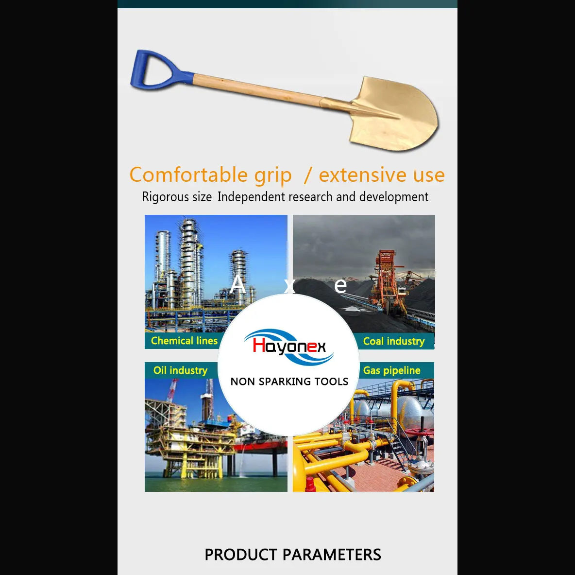 OEM China Hayonex Explosion Proof Non Sparking Tools with Handle Pointed Shovel Made of Brass Copper Aluminium Bronze Tool