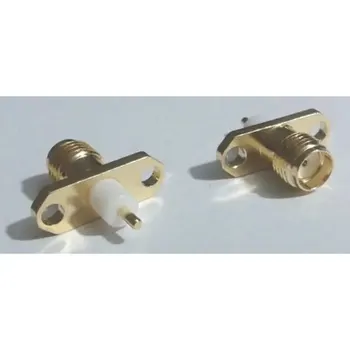 NEW 100 Gold SMA female PTFE with 2 holes flange solder ADAPTER connector