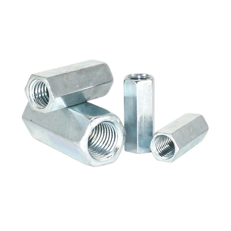 Durable in use DIN6334 M8*1.25 M10*1.5 Blue White Zinc Plated Hexagon Coupling Nuts