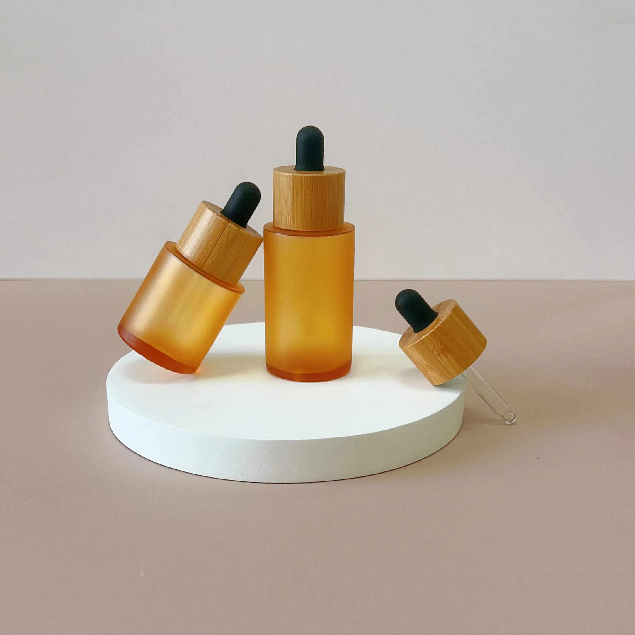 30ml 50ml 80ml 100ml 150ml PETG Skincare Packaging Essential Oil Bottle Cylinder Frosted clear Glass Dropper Bottle