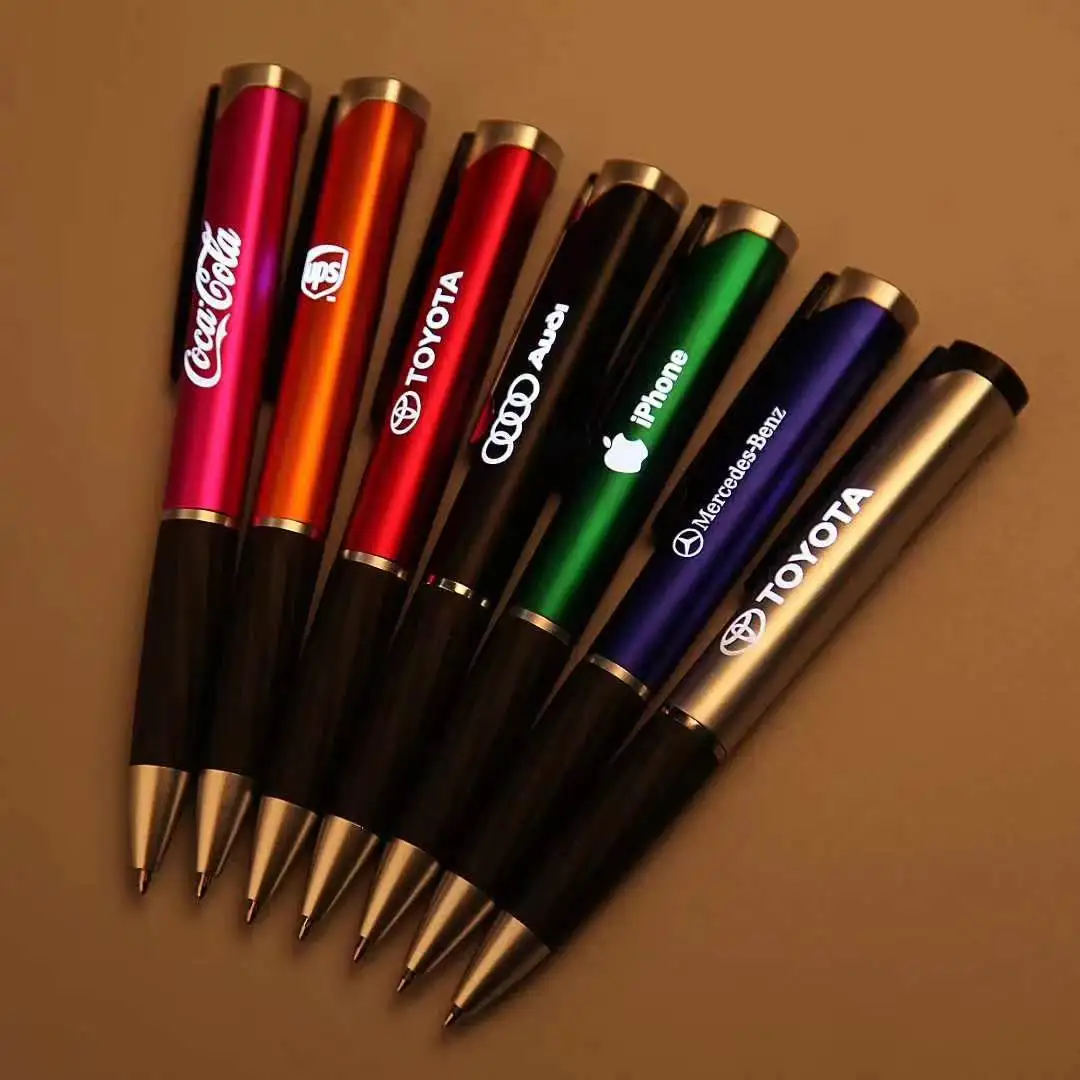 Рекламная Роскошная светодиодная ручка с лазерным логотипом пластиковый шариковый баннер шариковая