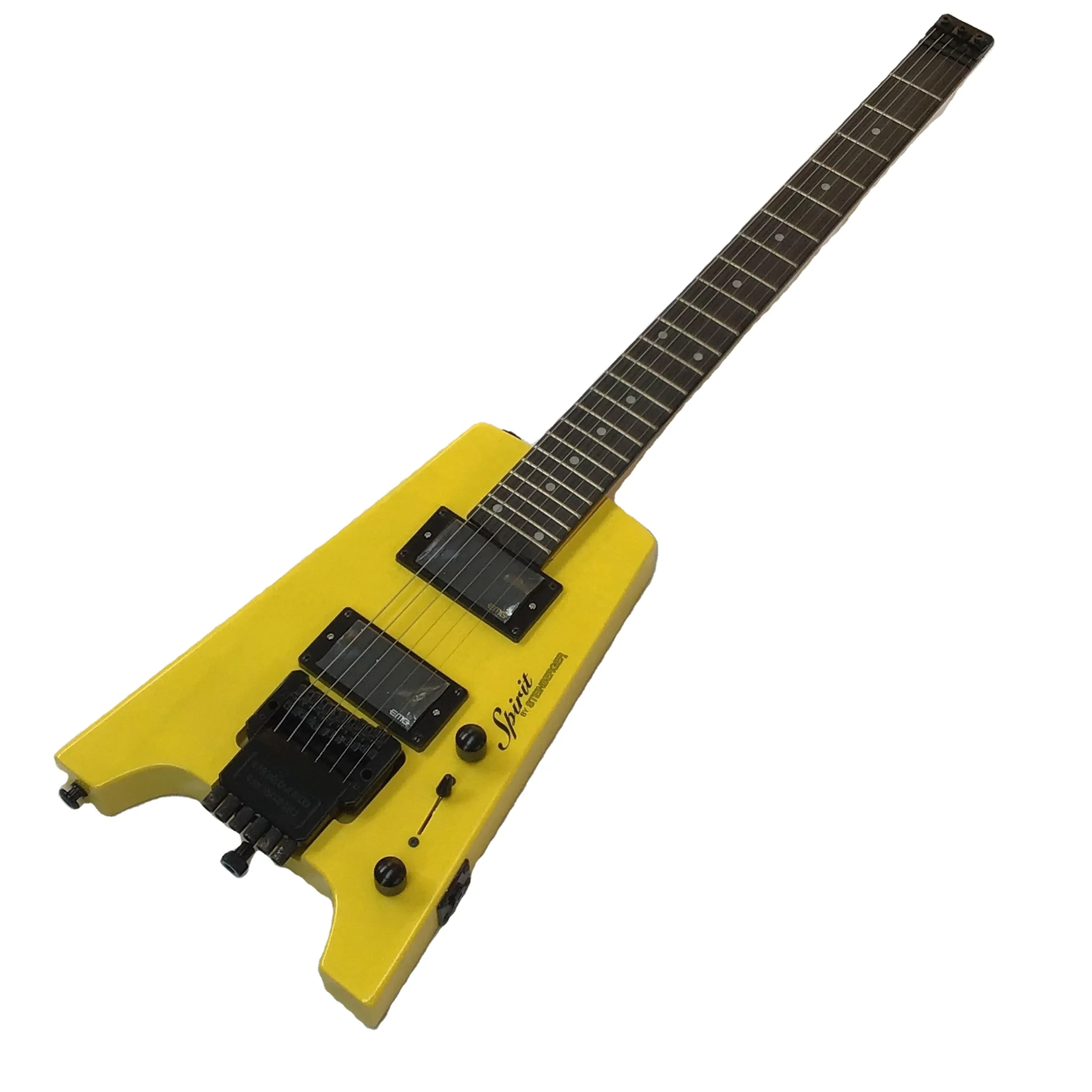 Durable Yellow Electric Solid Body Guitar with Ebony