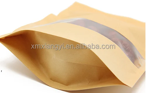 Clear Window Stand up Brown Kraft Paper Bag for Food / Kraft Paper ...