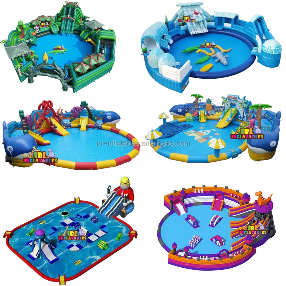 Commercial Design Custom Inflatable Land Water Park With Slides China ...