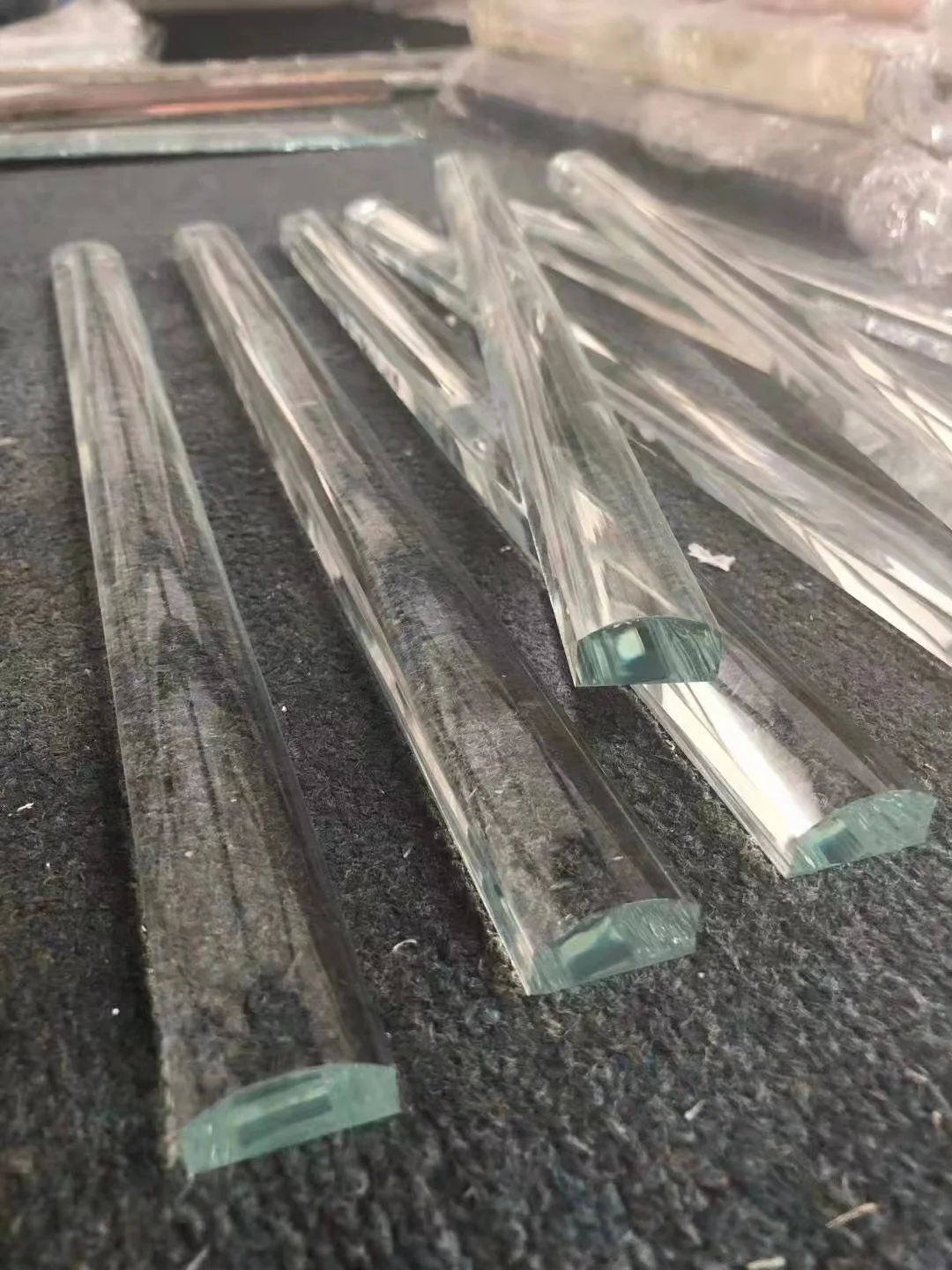 Custom Color Free Combination Glass Strip Wall Tile Transparent Solid Half Cylinder Mosaic