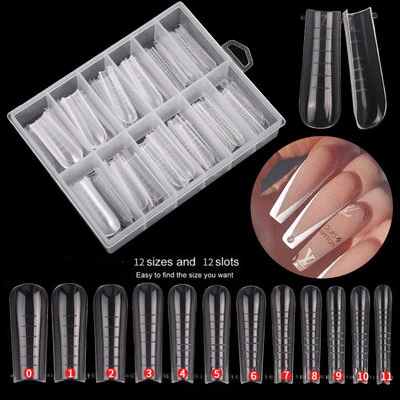 120pcs/box 12 Sizes 12 Slots Clear Nail Art Round Full Cover Display  Practice Ballerina Nail Tips With Scale Manicure Tool - Buy Fashion False  Nails,Nail Tips With Scale Manicure Tool Product on